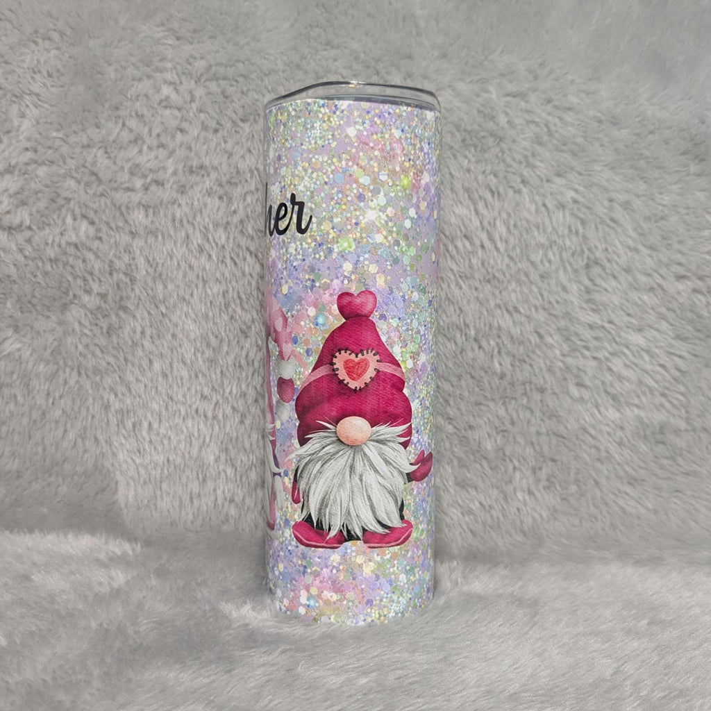 Gnome Tumbler With A Confetti Design 20oz With Reusable Straw, Can Be Personalized