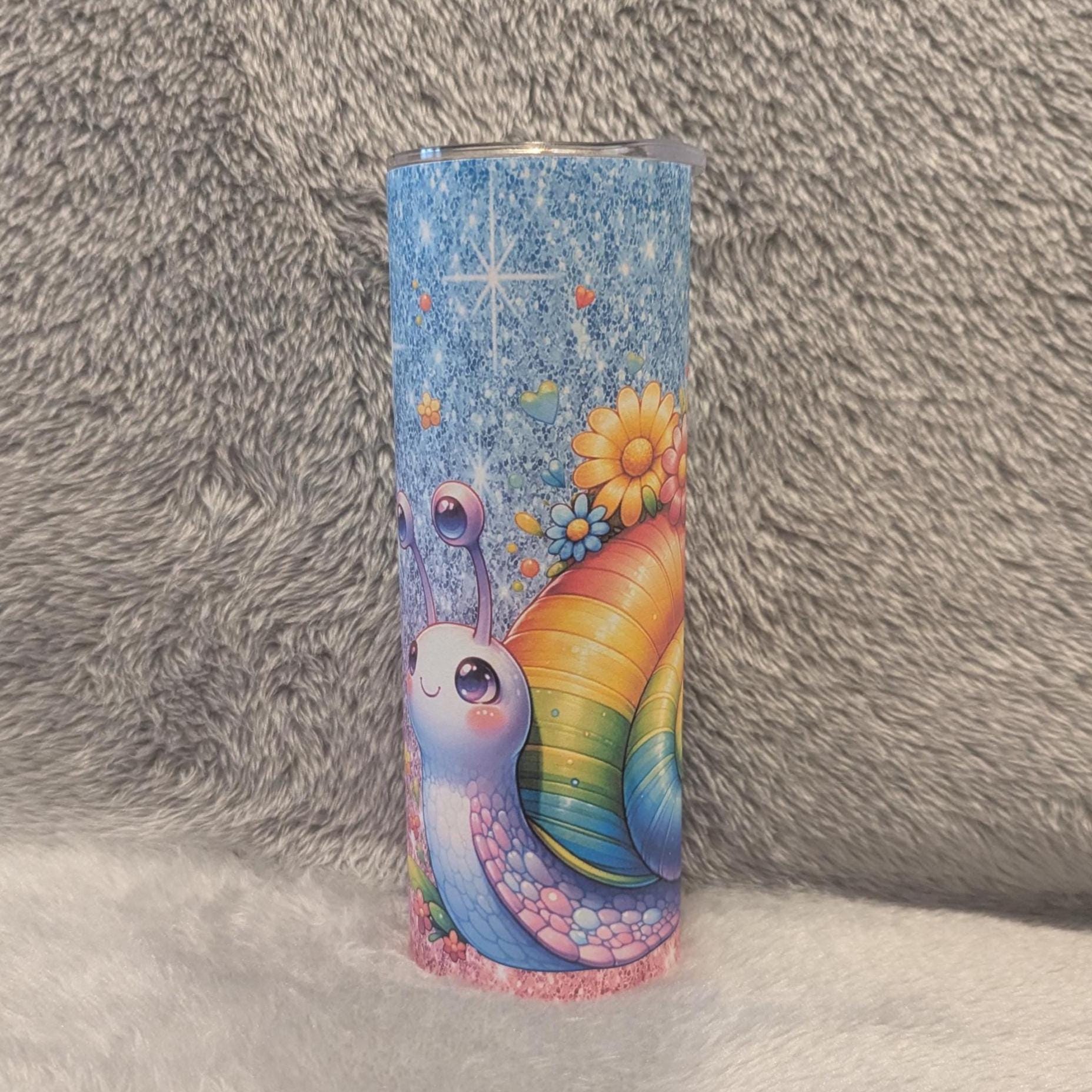 Colorful Snail Tumbler 20oz With Reusable Straw, Can Be Personalized