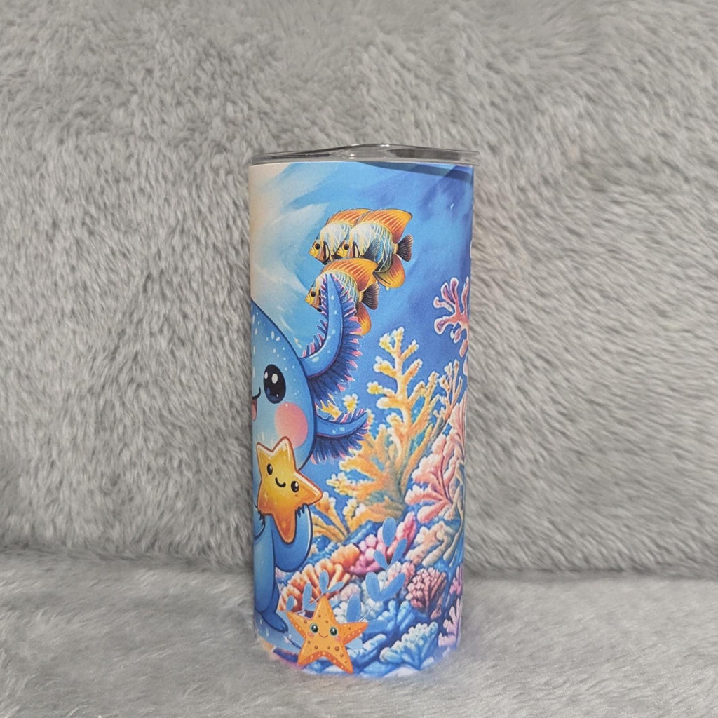 Kids Axolotl Tumbler 15oz With Reusable Straw, Can Be Personalized