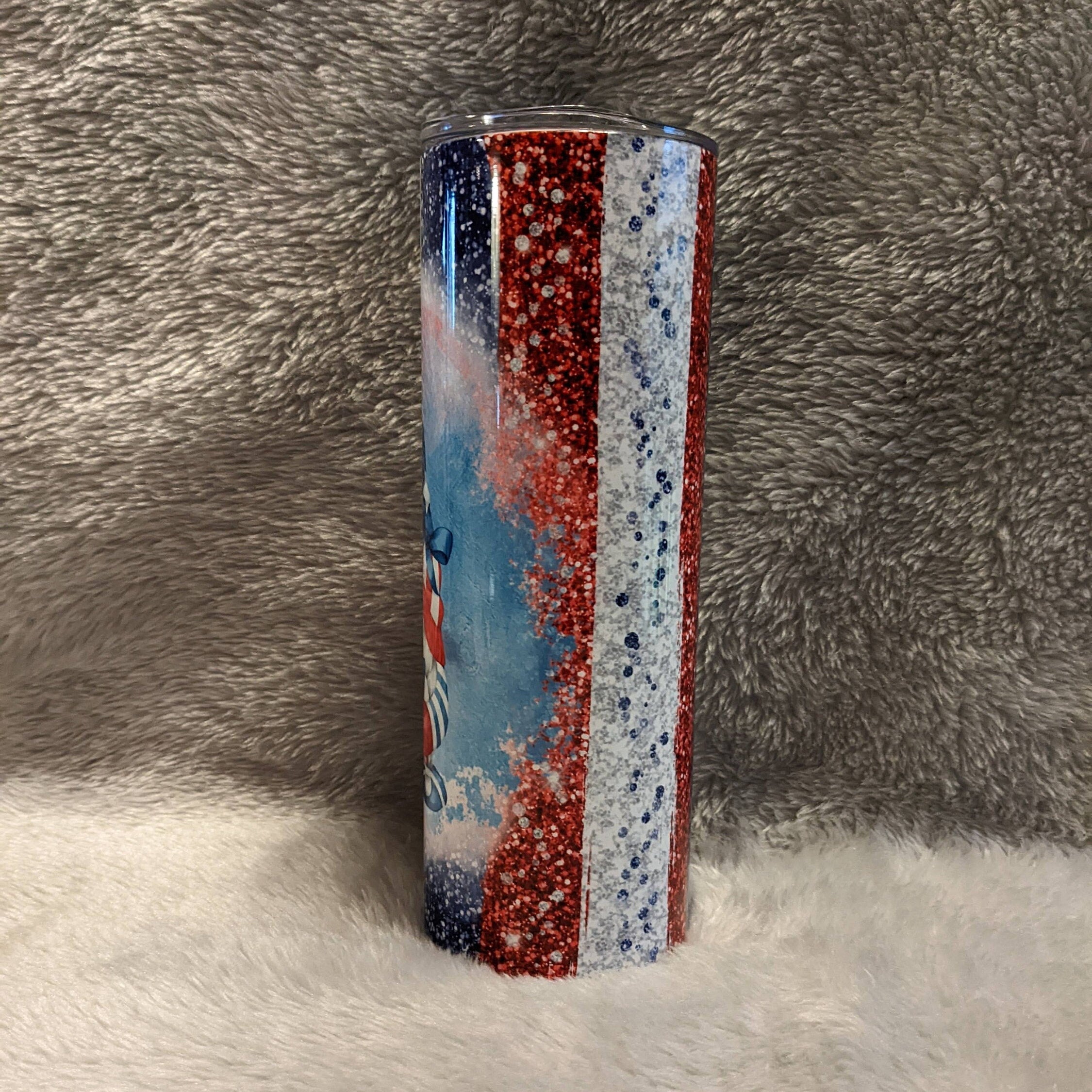 Patriotic Gnome Tumbler 20oz With Reusable Straw, Can Be Personalized