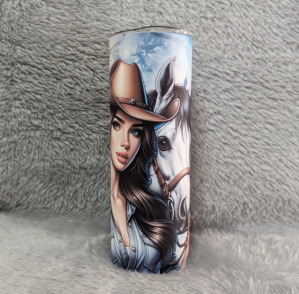 Cowgirl Tumbler 20oz With Reusable Straw, Can Be Personalized