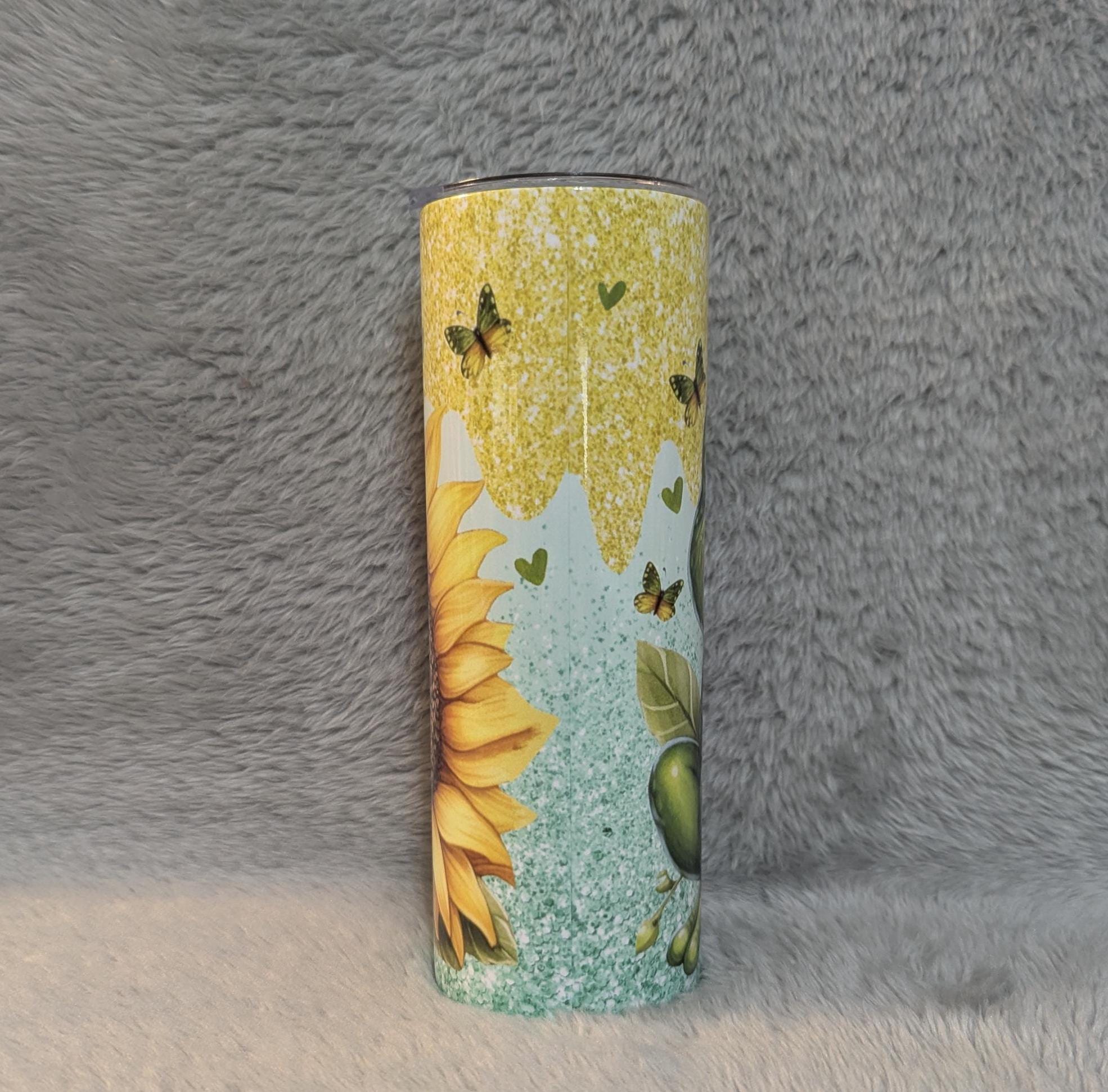 Cute Frog Tumbler With A Glitter Design 20oz With Reusable Straw, Can Be Personalized