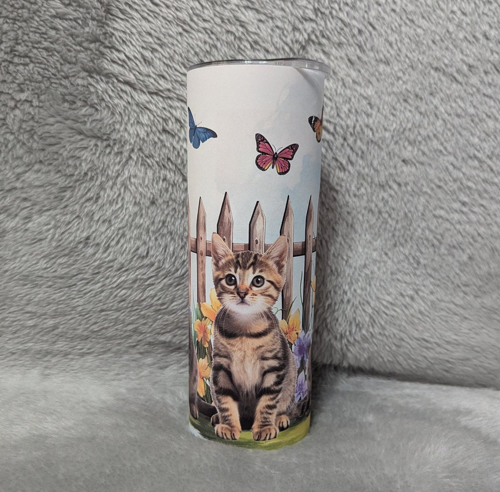 Kitten Tumbler 20oz With Reusable Straw, Can Be Personalized