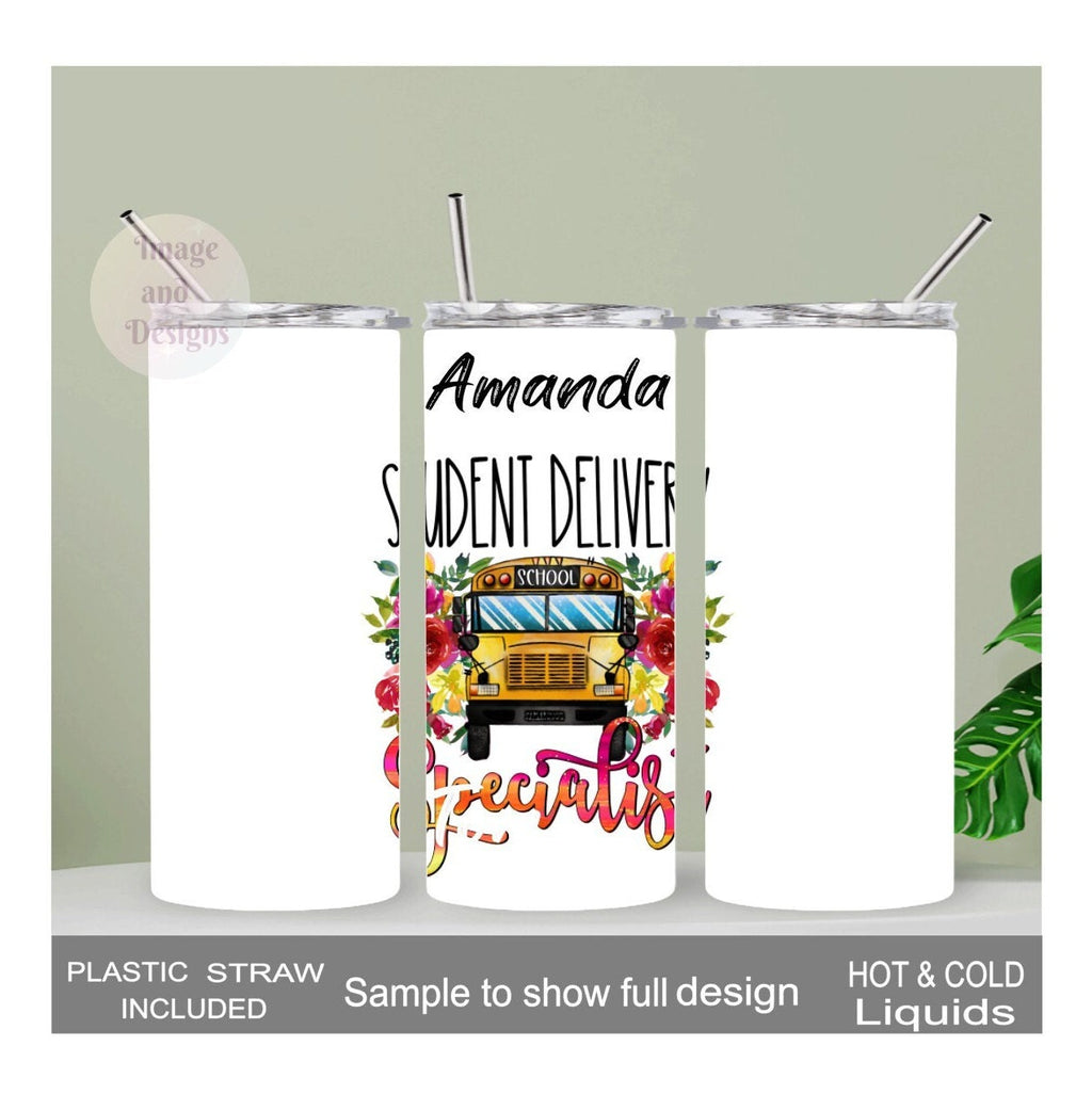 Bus Driver Tumbler 20oz With Reusable Straw, Can Be Personalized