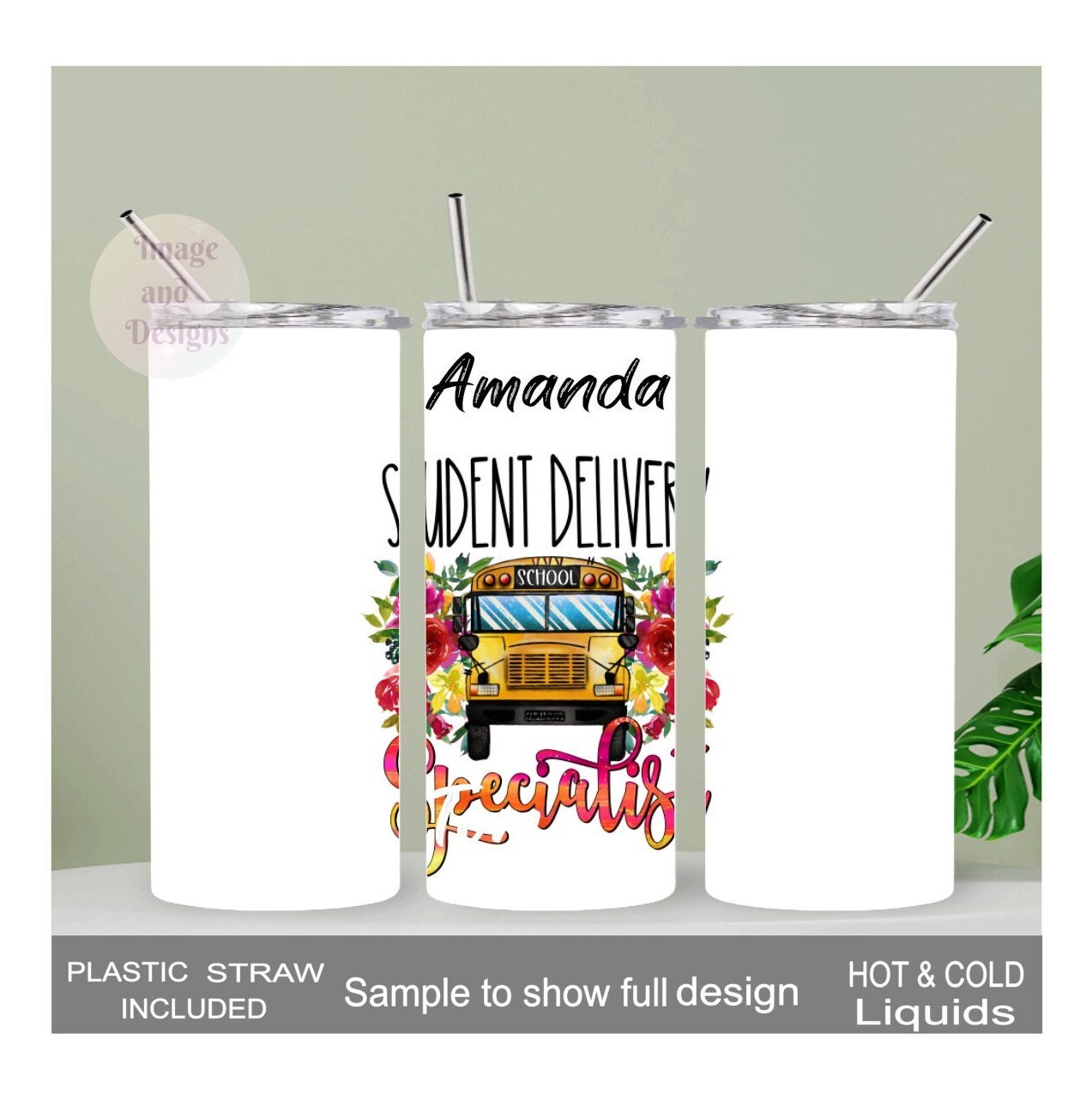 Bus Driver Tumbler 20oz With Reusable Straw, Can Be Personalized