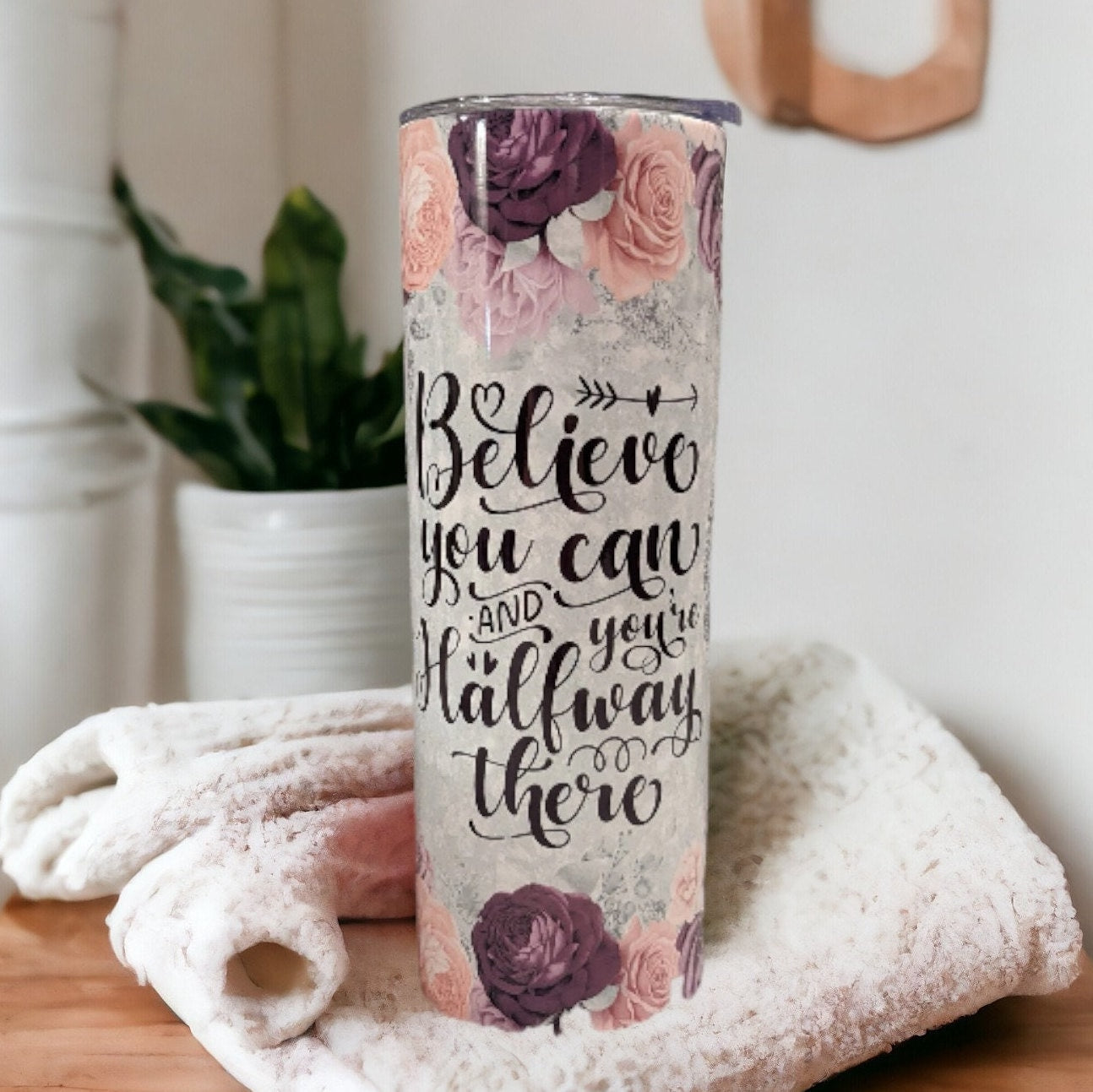 Inspirational Tumbler 20oz With Reusable Straw