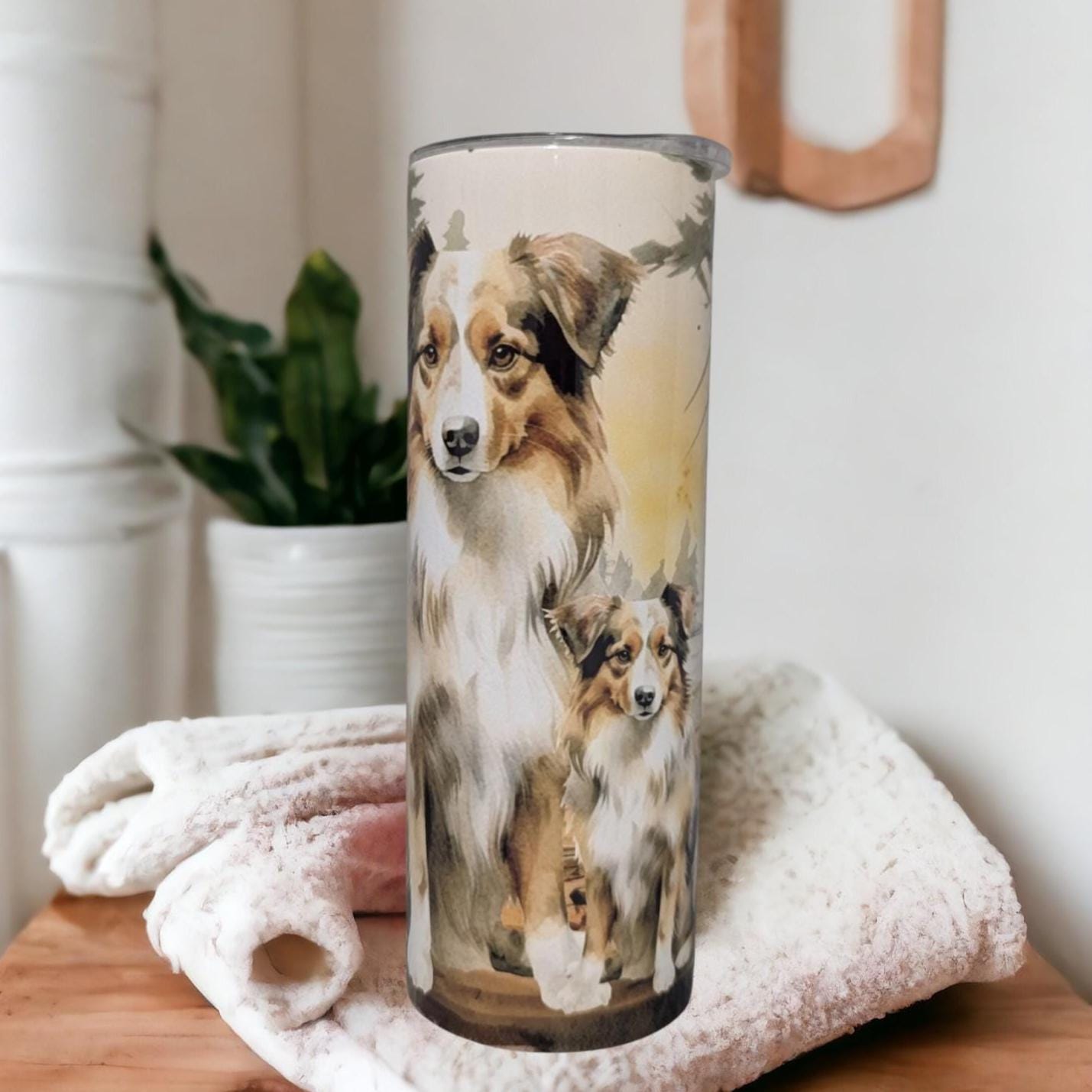 Australian Shepherd Tumbler 20oz With Reusable Straw, Can Be Personalized