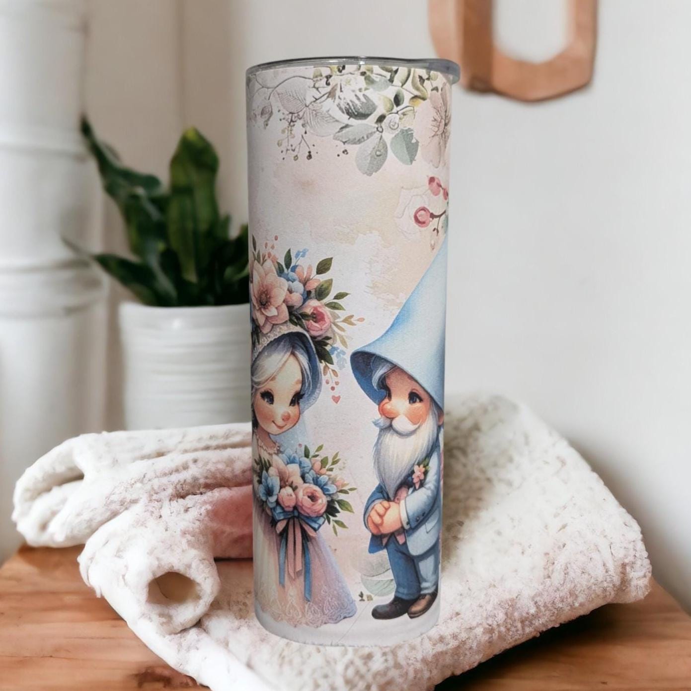 Wedding Gnome Tumbler 20oz With Reusable Straw, Can Be Personalized