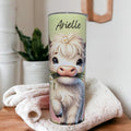 White Highland Cow Tumbler 20oz With Reusable Straw, Can Be Personalized