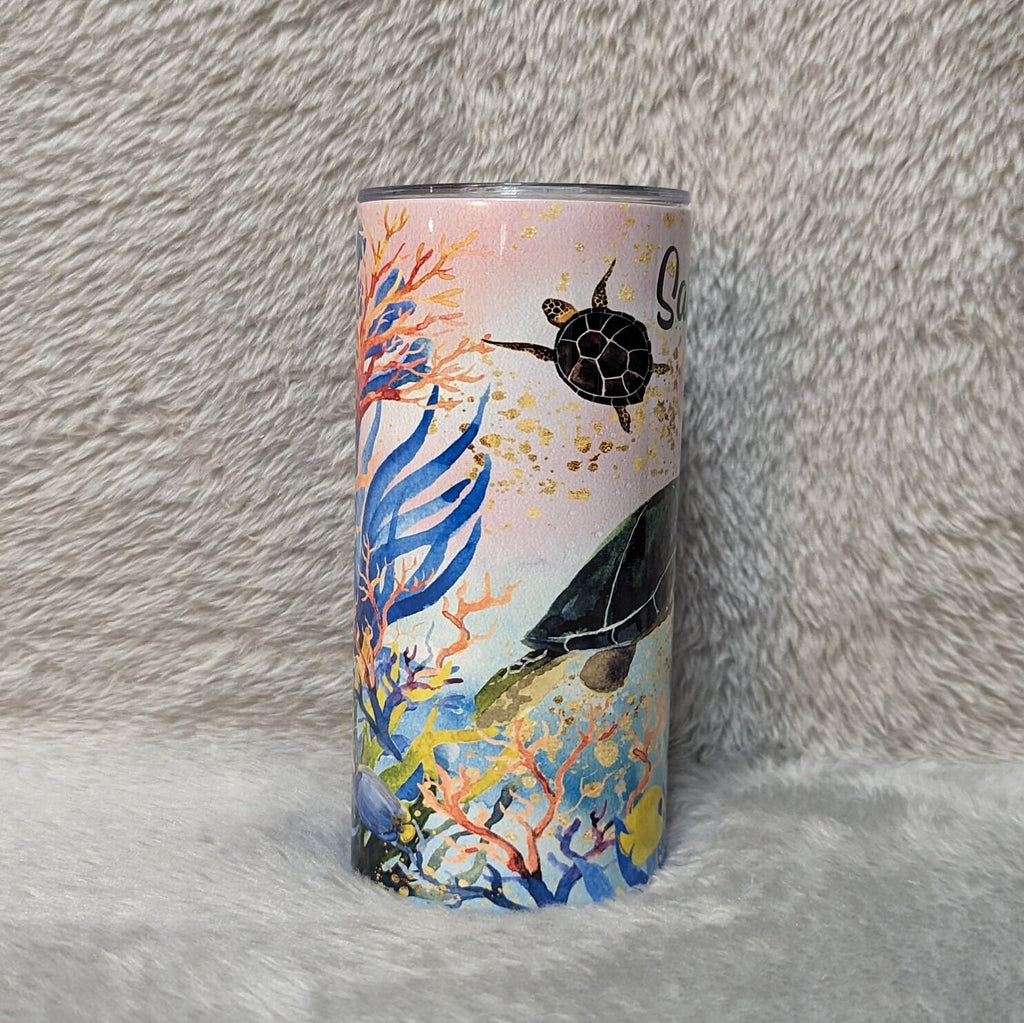 Kids Turtle Tumbler 15oz With Reusable Straw, Can Be Personalized