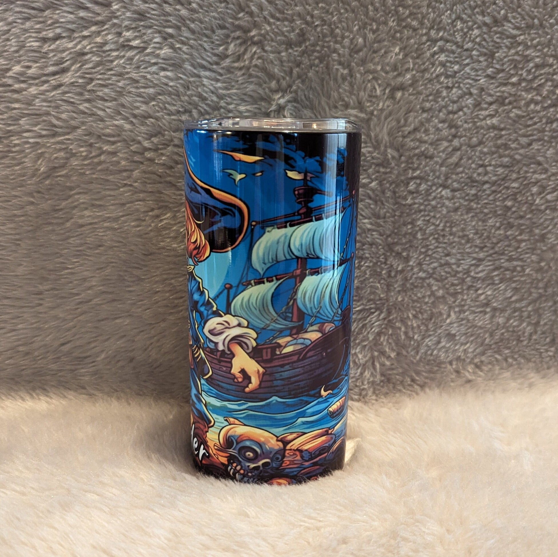 Kids Pirate Tumbler 15oz With Reusable Straw, Can Be Personalized