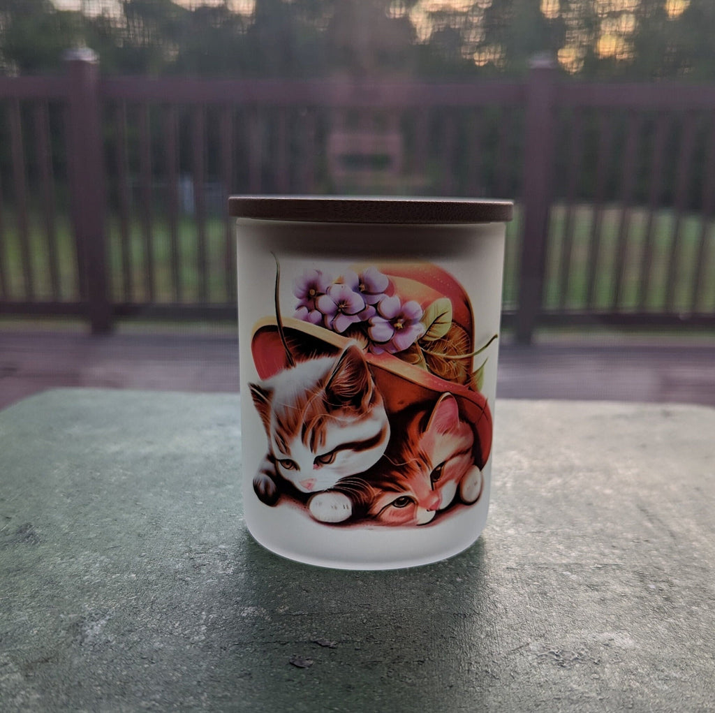 Kitten Candle Holder With A Battery Operated Flickering Tea Light
