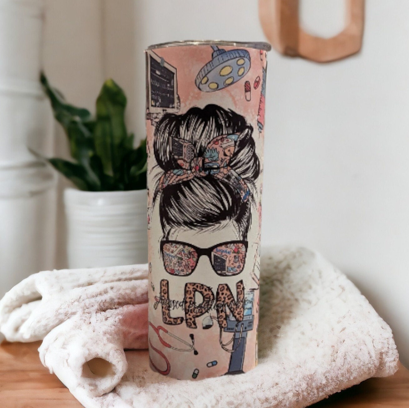 LPN Tumbler 20oz With Reusable Straw, Can Be Personalized