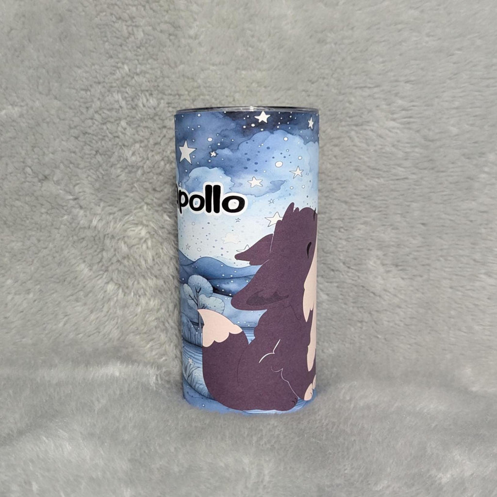 Kids Wolf Tumbler 15oz With Reusable Straw, Can Be Personalized