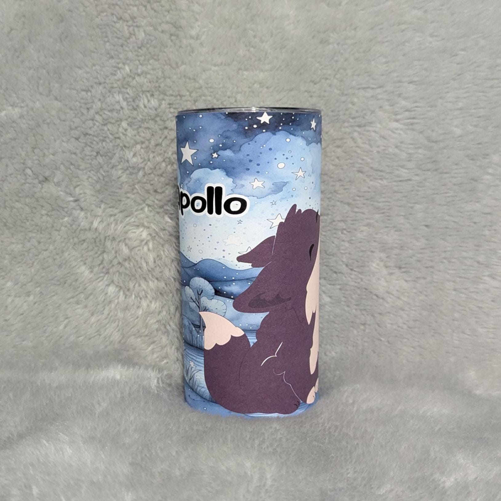 Kids Wolf Tumbler 15oz With Reusable Straw, Can Be Personalized