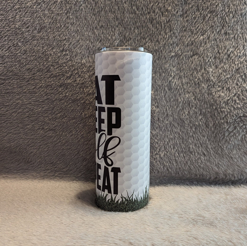 Eat Sleep Golf Repeat Tumbler 20oz With Reusable Straw
