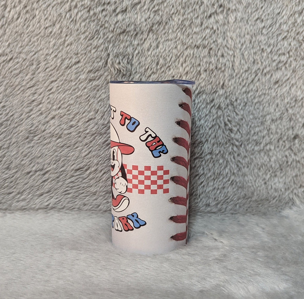 Kids Baseball Tumbler Take Me Out to the Ballpark 15oz With Reusable Straw, Can Be Personalized