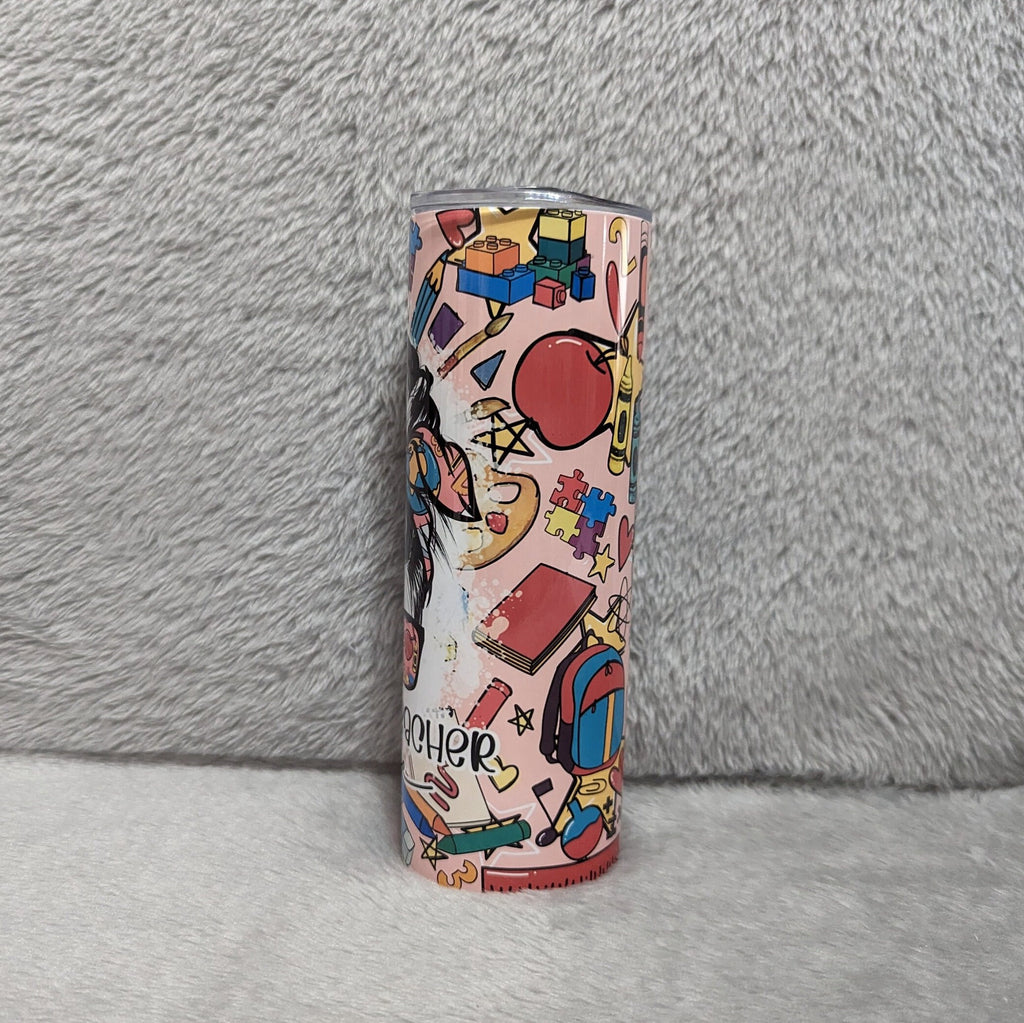 Colorful Daycare Teacher Life Tumbler 20oz With Reusable Straw, Can Be Personalized