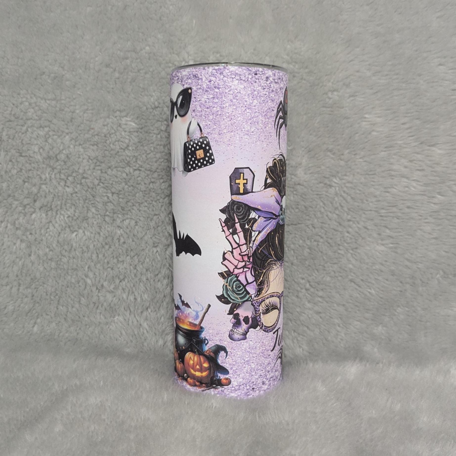 Halloween Messy Bun Girl Tumbler 20oz With Reusable Straw, Can Be Personalized