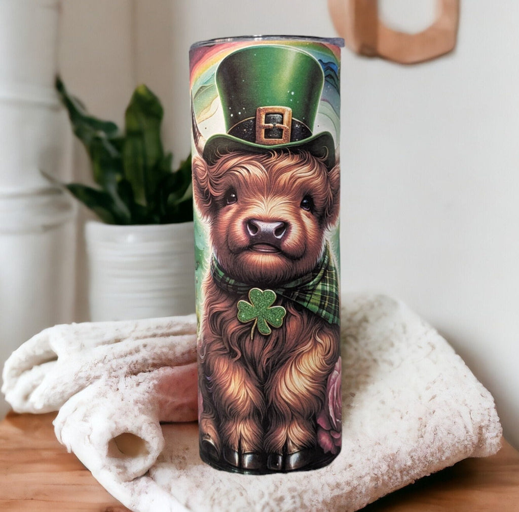 Irish Highland Cow Tumbler 20oz With Reusable Straw, Can Be Personalized