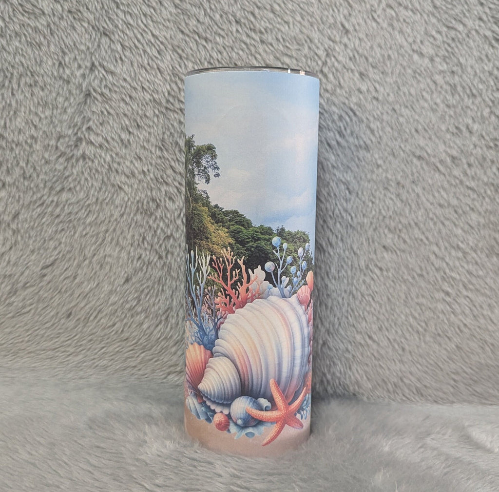 Life Is Better On The Beach Beach Tumbler 20oz With Reusable Straw, Can Be Personalized