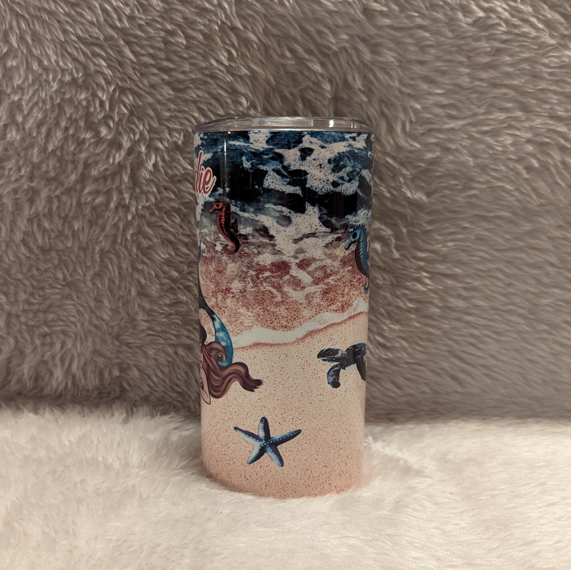 Kids Mermaid Tumbler 15oz With Reusable Straw, Can Be Personalized