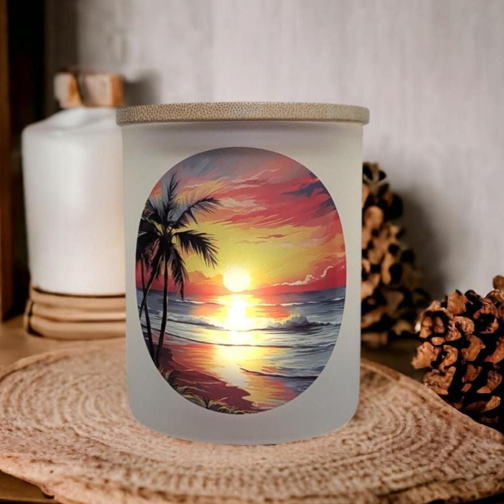 Beautiful Sunset Design Candle Holder With A Battery Operated Flickering Tea Light
