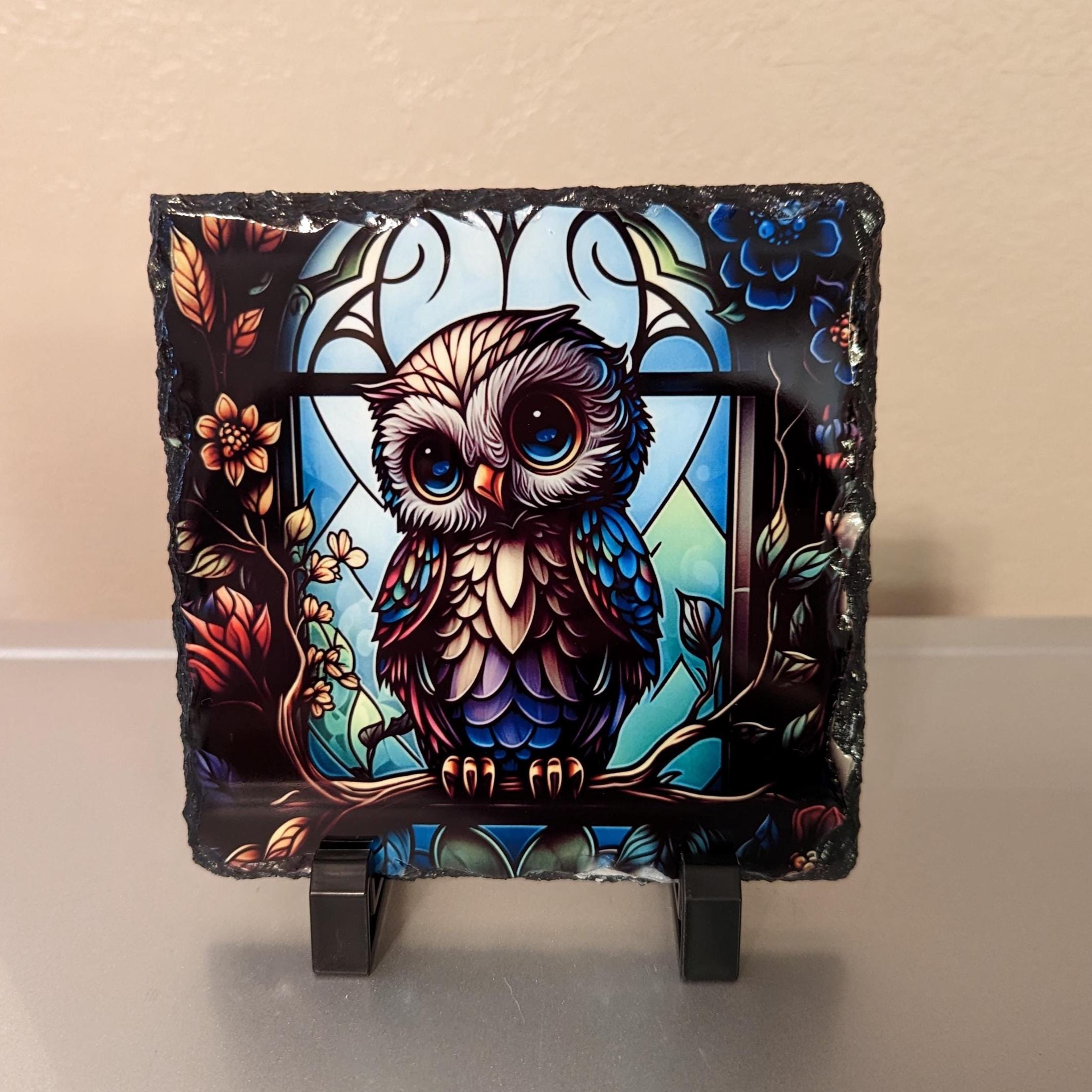 Slate Owl Picture With Display Legs