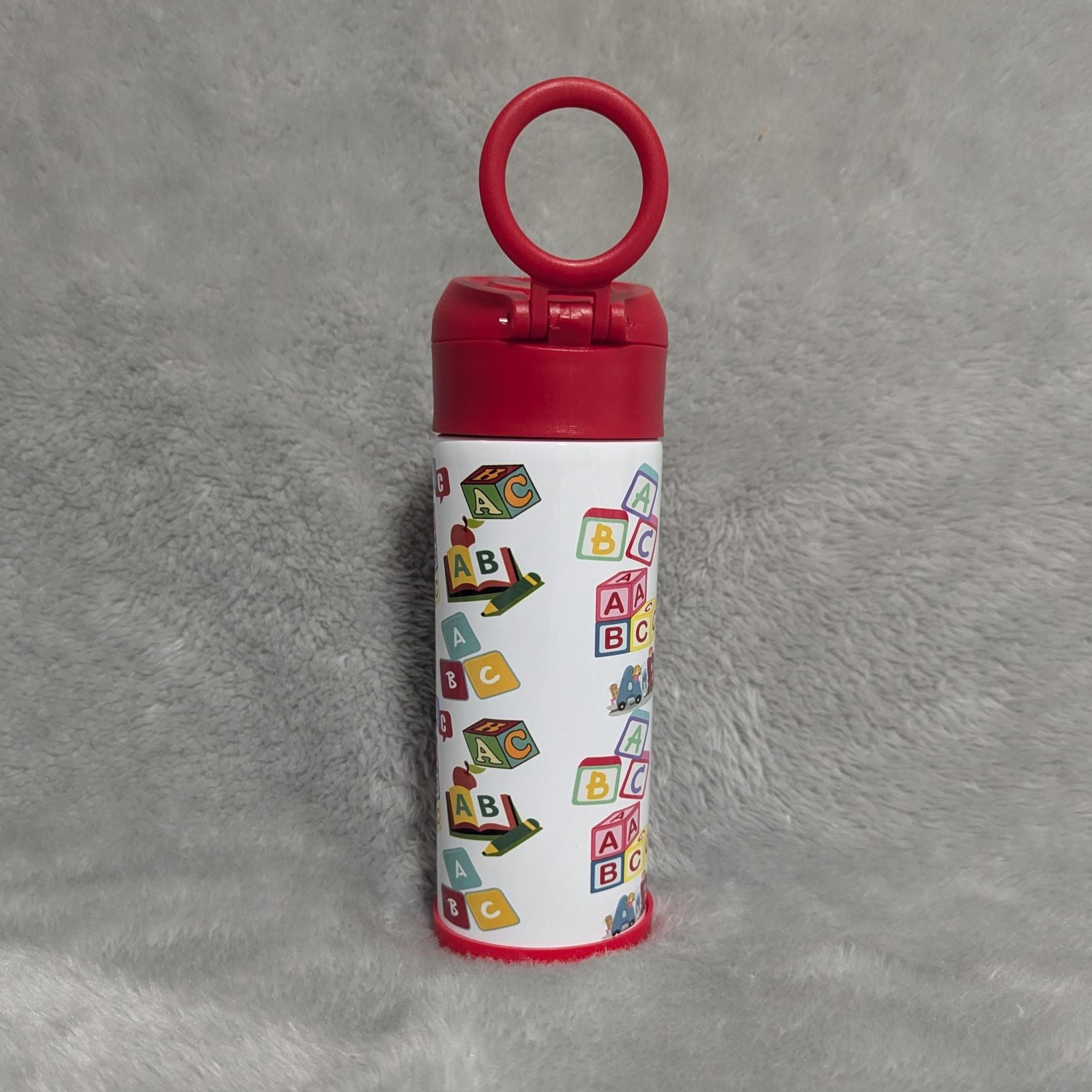 Kids Alphabet Water Bottle 12oz With Reusable Straw Can Be Personalized