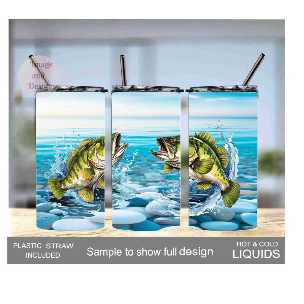 Kids Fishing Tumbler 15oz With Reusable Straw, Can Be Personalized