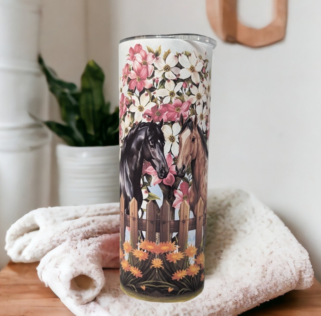 Horse Tumbler 20oz With Reusable Straw, Can Be Personalized