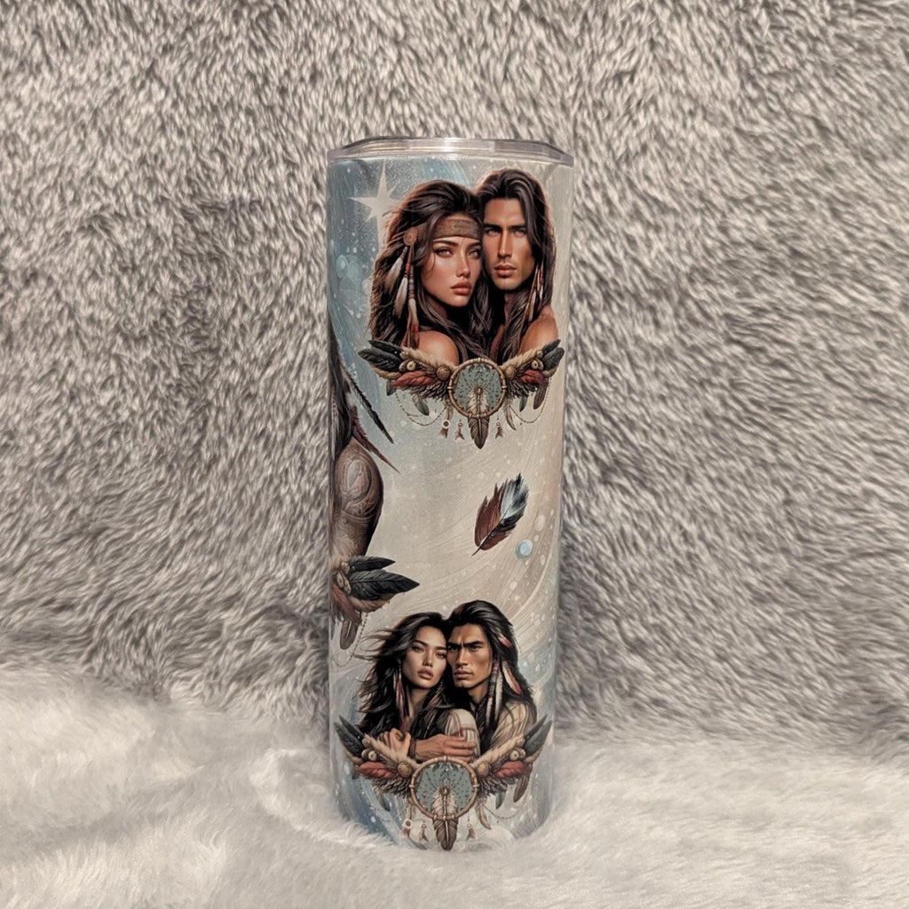 Native American Indian Tumbler 20oz With Reusable Straw