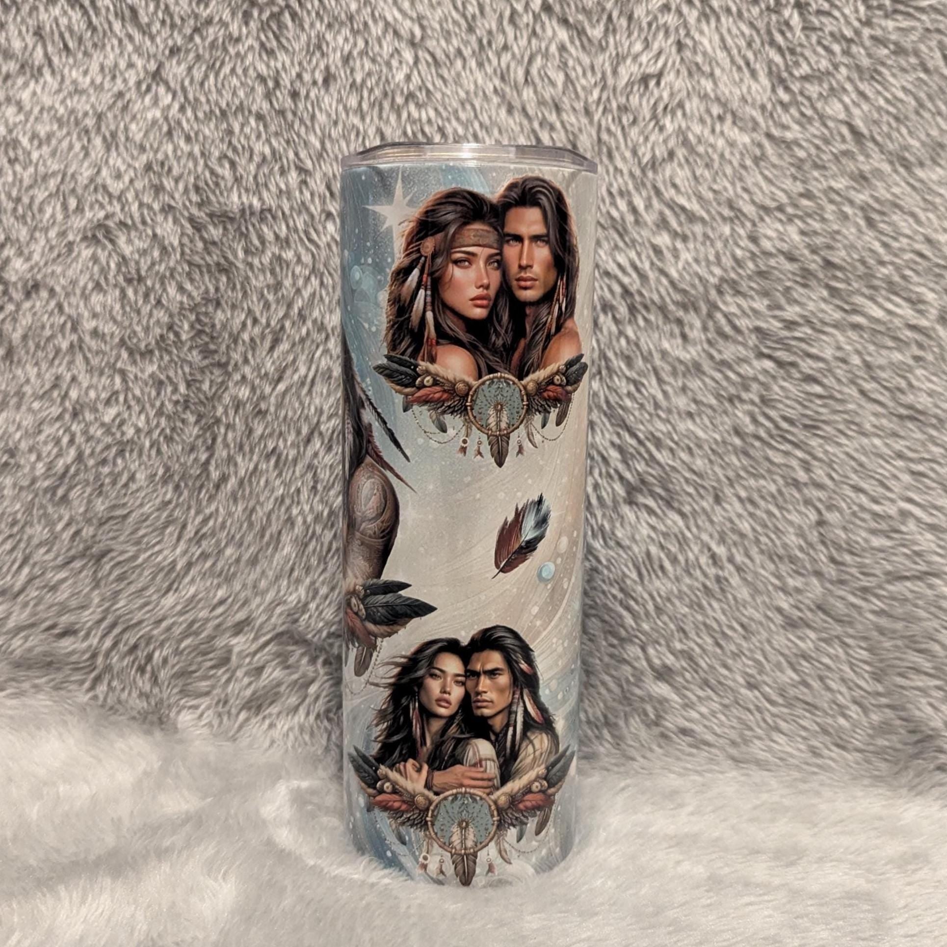 Native American Indian Tumbler 20oz With Reusable Straw