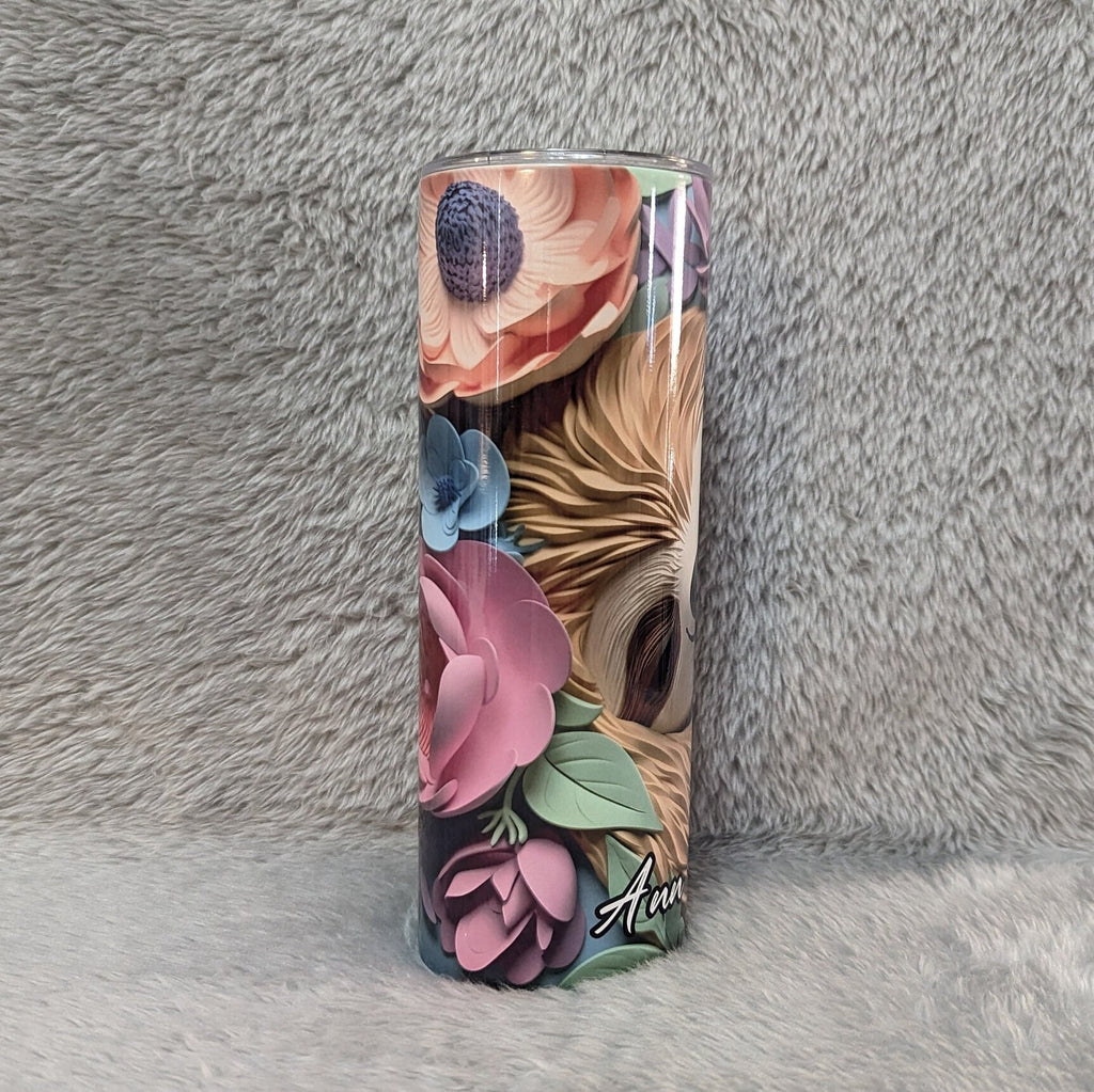3D Design Sloth Tumbler 20oz With Reusable Straw, Can Be Personalized