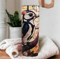 Woodpecker Stained Glass Design Tumbler 20oz With Reusable Straw, Can Be Personalized