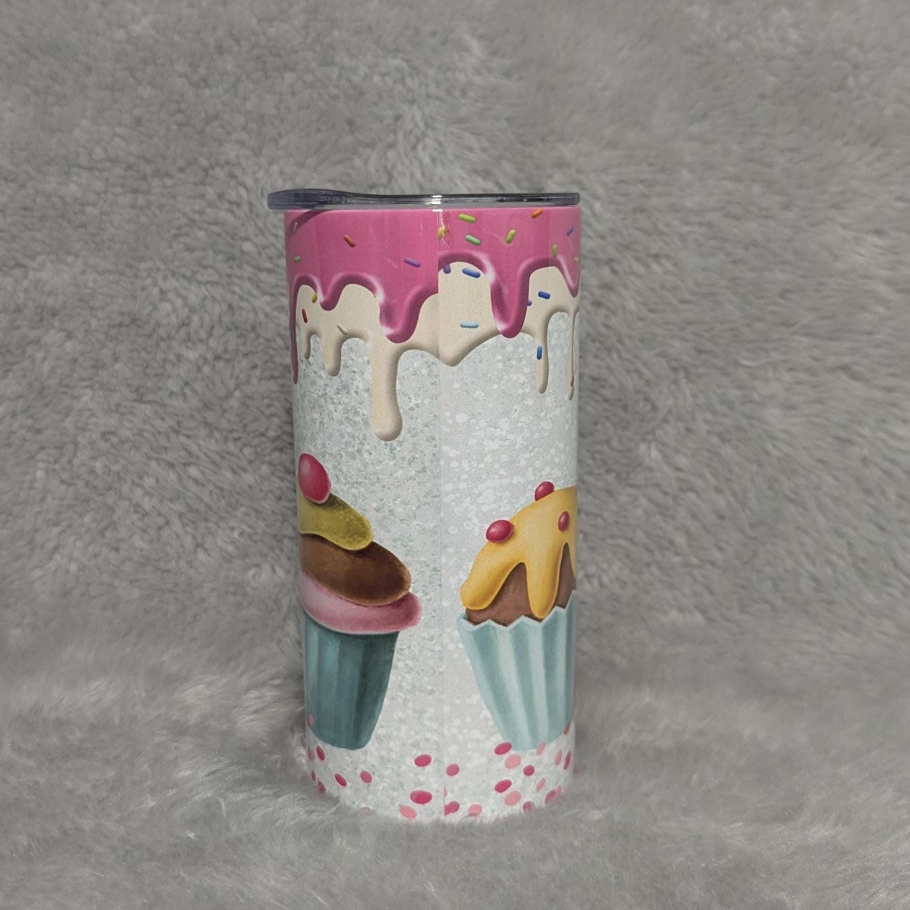 Kids Fun Cupcake Tumbler 15oz With Reusable Straw, Can Be Personalized