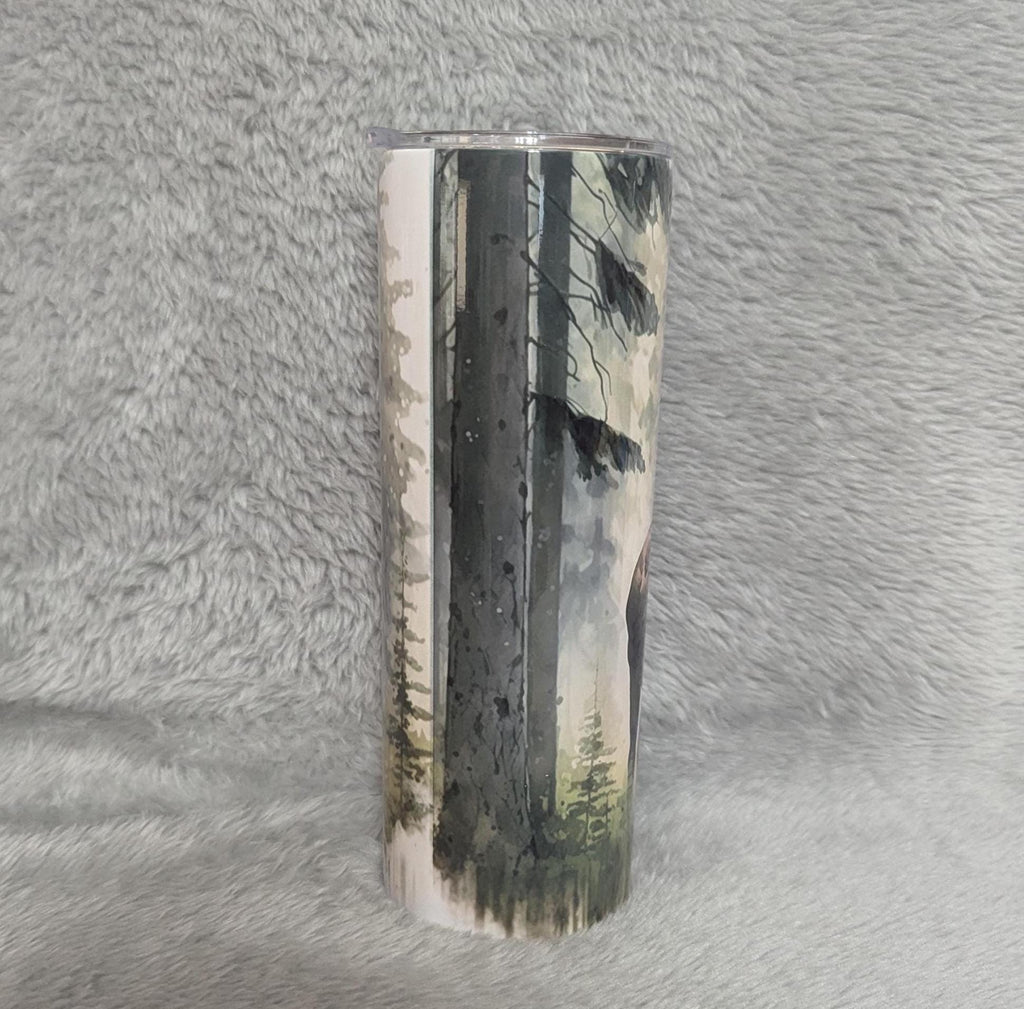 Moose Tumbler With Water Color Design 20oz With Reusable Straw, Can Be Personalized