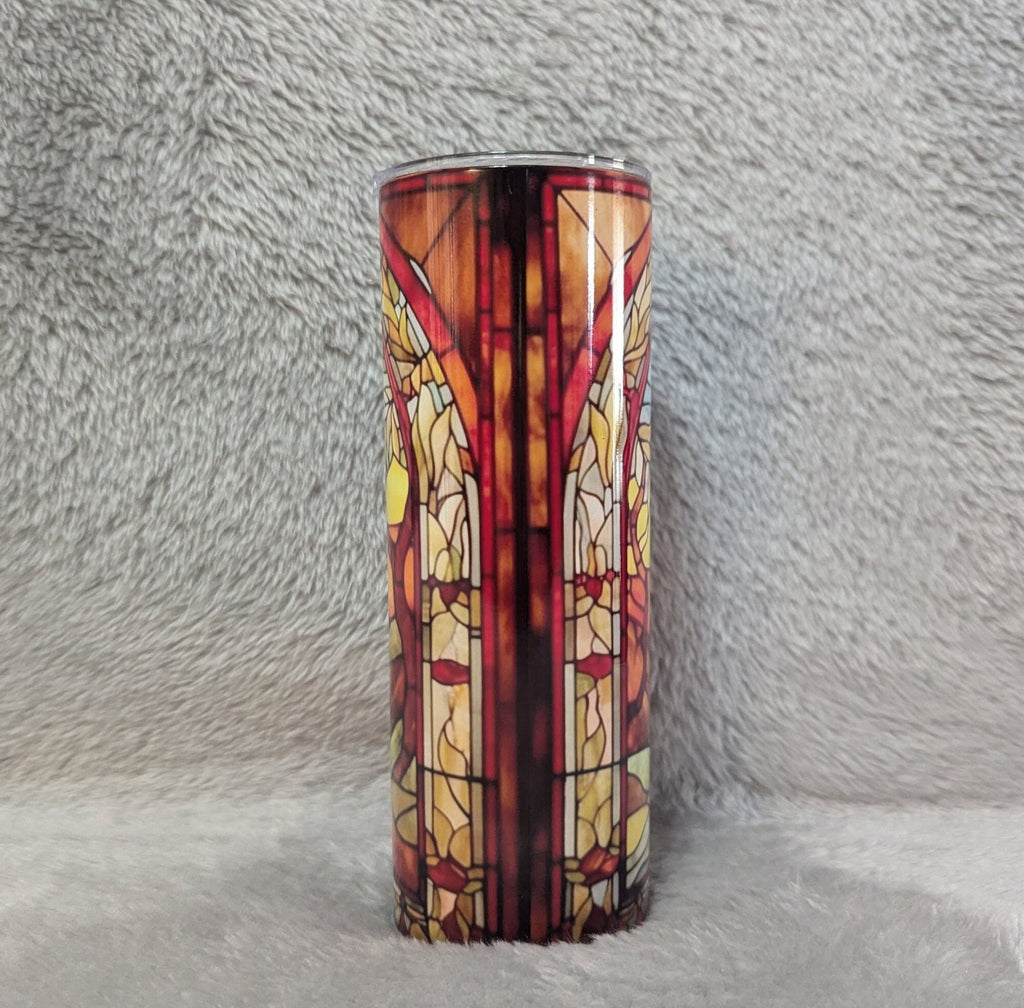 Kangaroo Tumbler with Stained Glass Design 20oz With Reusable Straw, Can Be Personalized