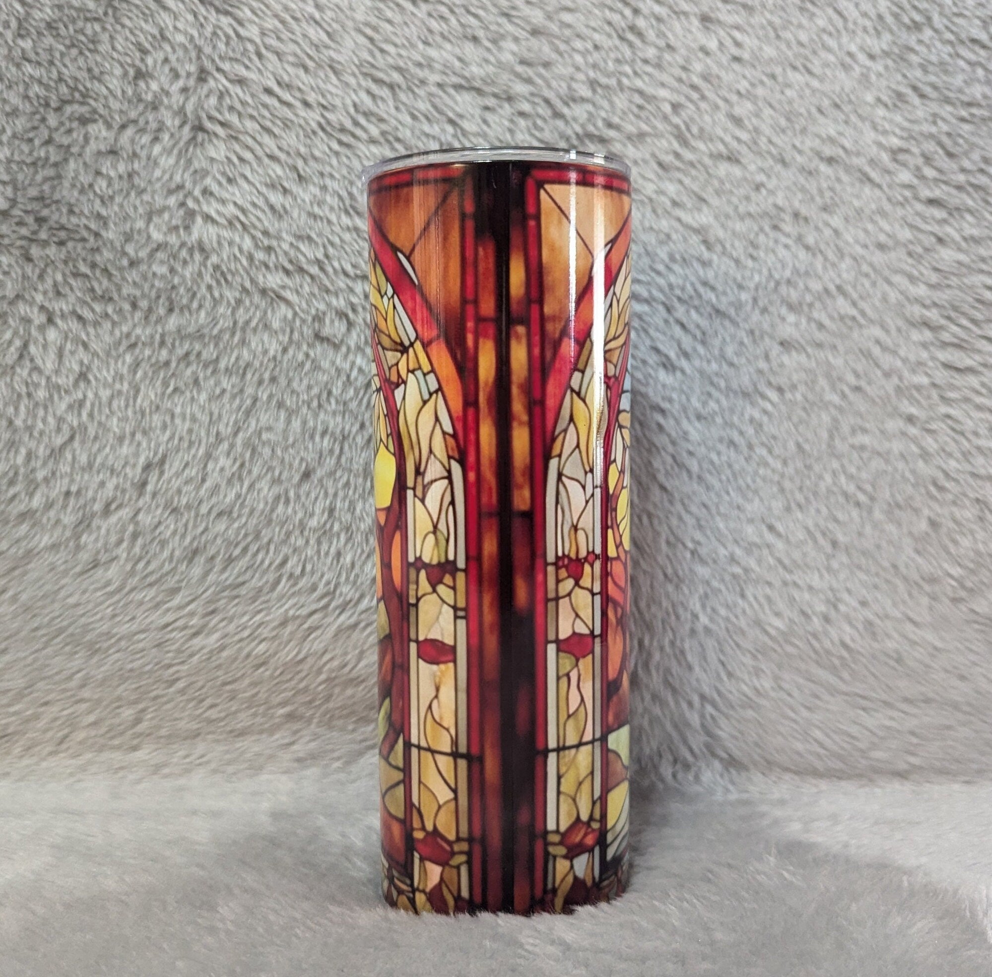 Kangaroo Tumbler with Stained Glass Design 20oz With Reusable Straw, Can Be Personalized