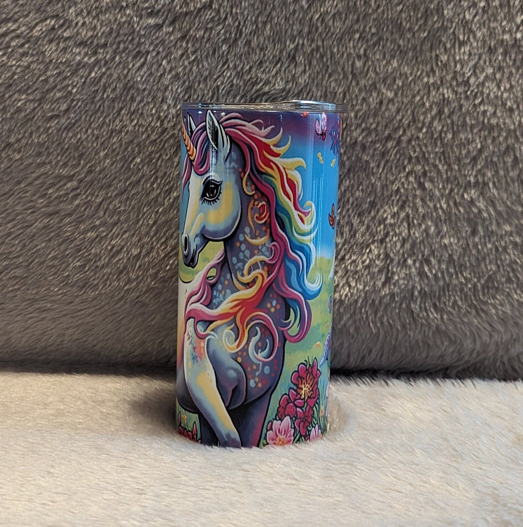Kids Pretty Unicorn Tumbler 15oz With Reusable Straw, Can Be Personalized