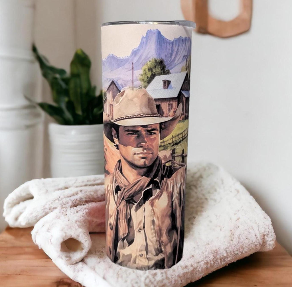 Cowboy Tumbler 20oz With Reusable Straw, Can Be Personalized