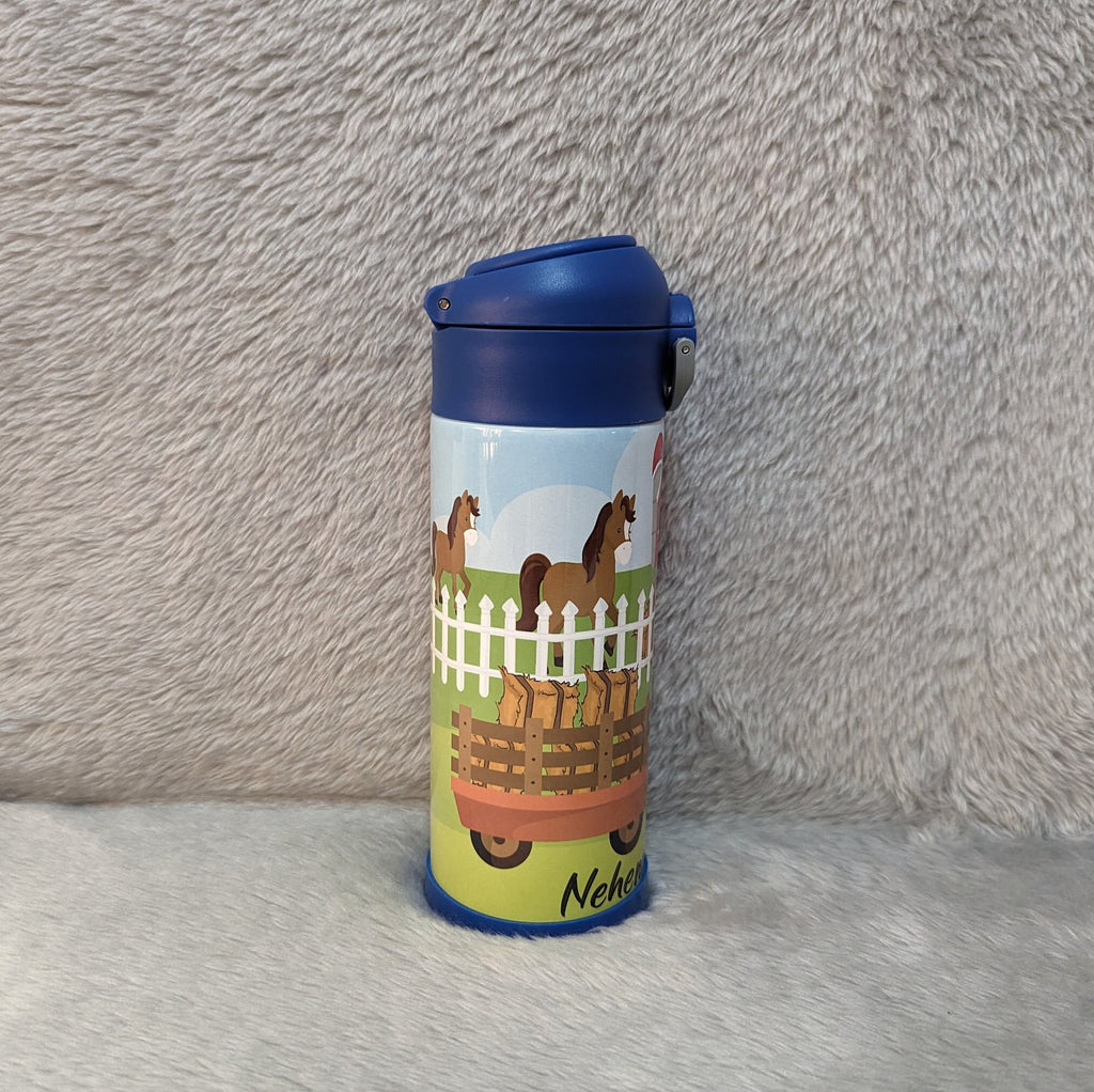 Kids Little Farmer Water Bottle 12oz With Reusable Straw Can Be Personalized