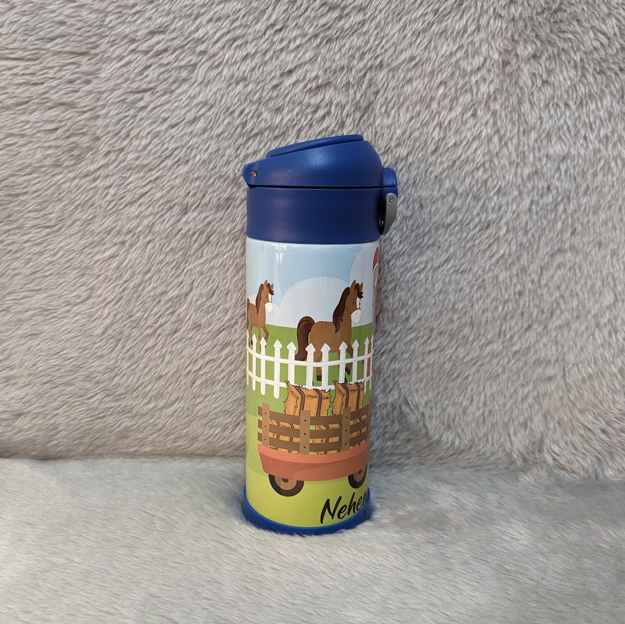 Kids Little Farmer Water Bottle 12oz With Reusable Straw Can Be Personalized