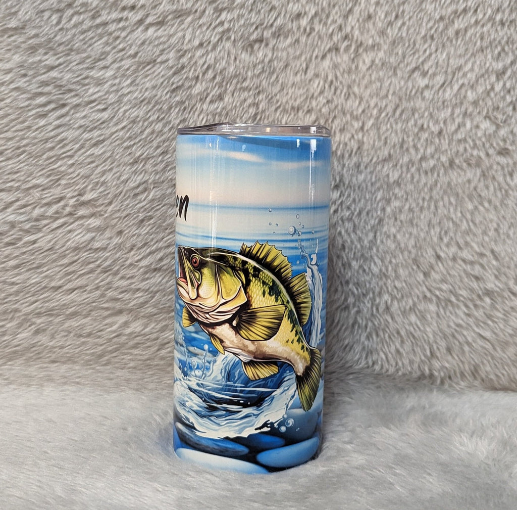 Kids Fishing Tumbler 15oz With Reusable Straw, Can Be Personalized