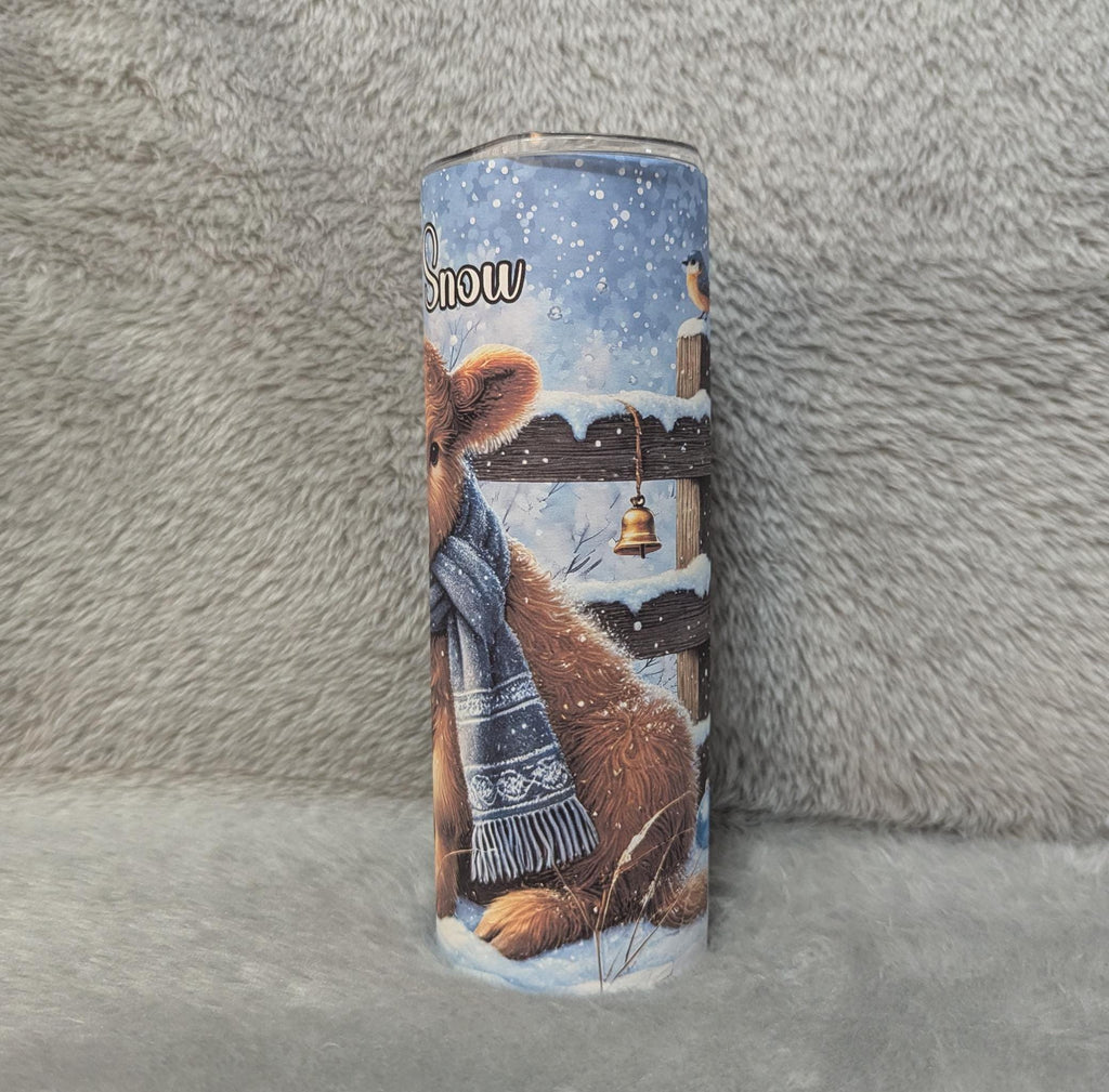 Let it Snow Highland Cow Tumbler 20oz With Reusable Straw, Can Be Personalized