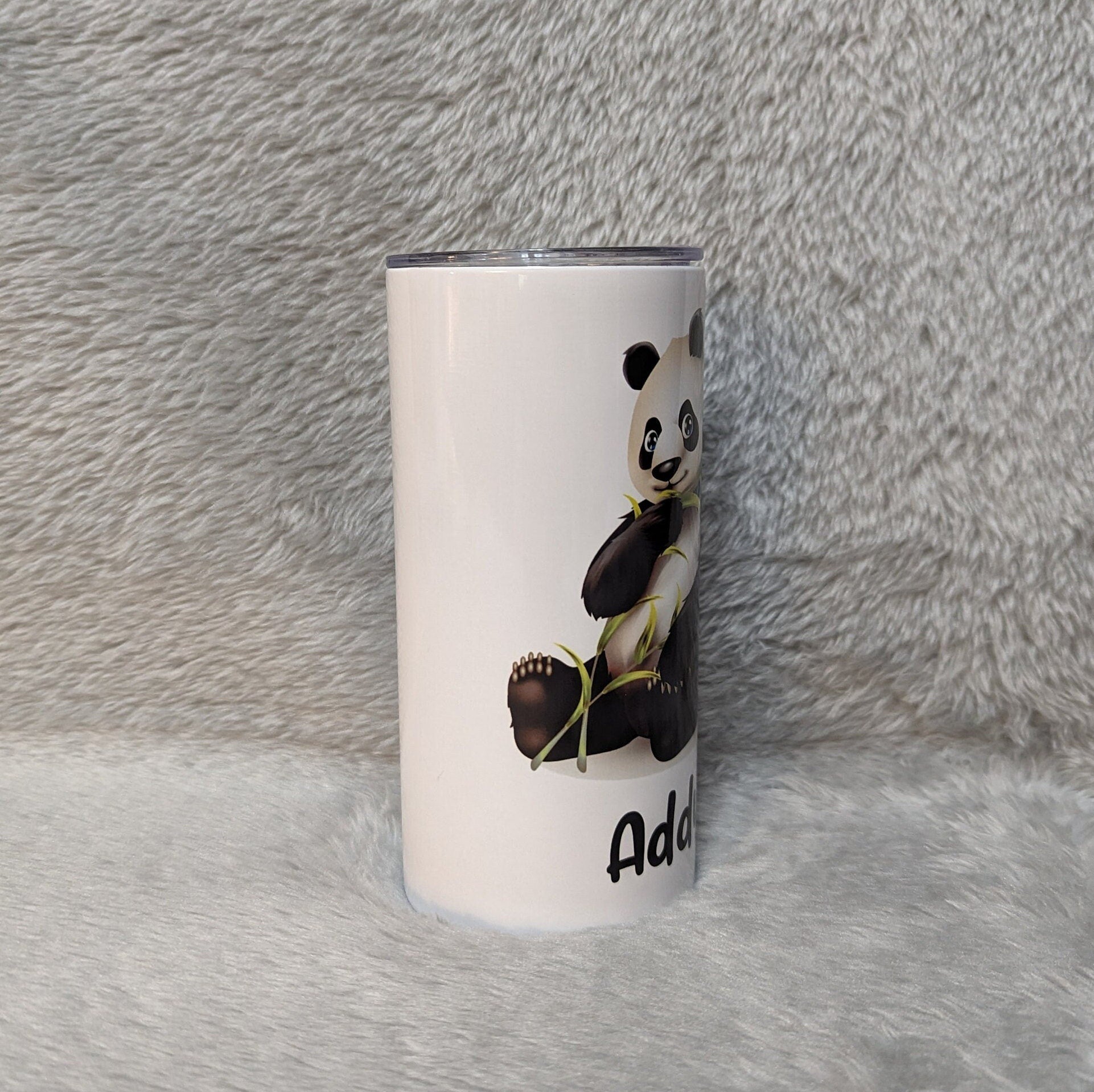 Kids Panda Bear Tumbler 15oz With Reusable Straw, Can Be Personalized