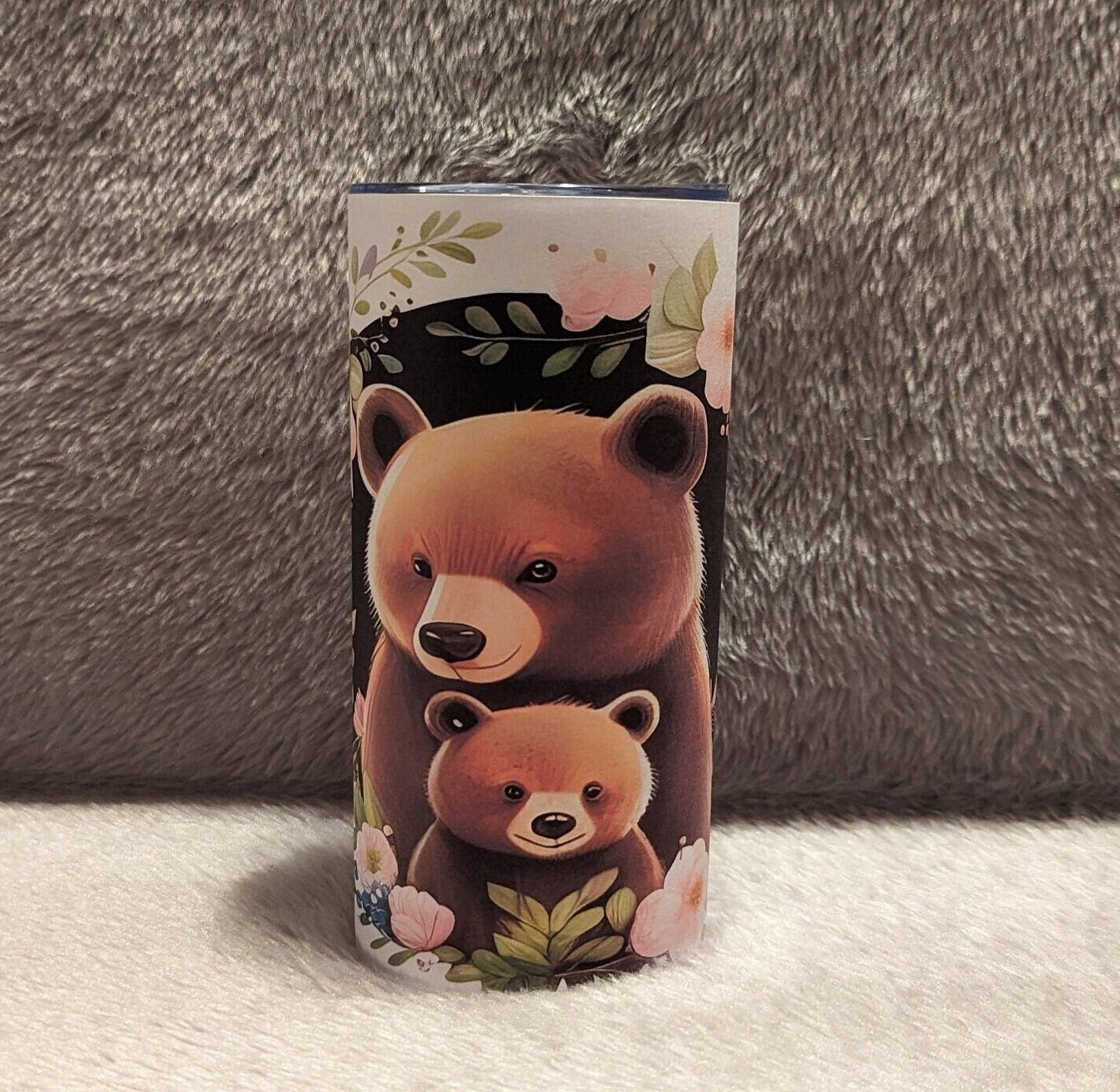 Kids Bear Tumbler 15oz Tumber With Reusable Straw, Can Be Personalized