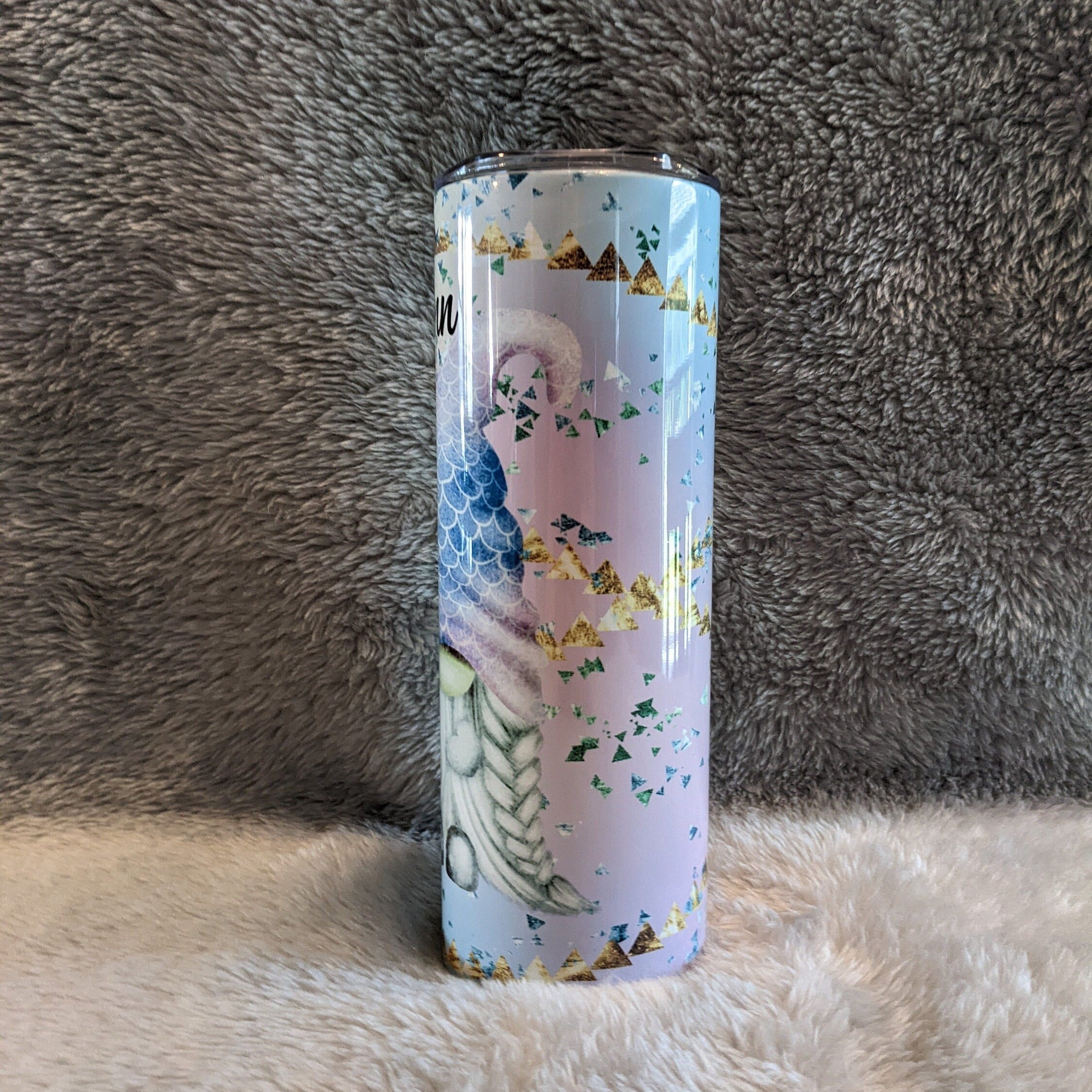 Mermaid Gnome Tumbler 20oz With Reusable Straw, Can Be Personalized