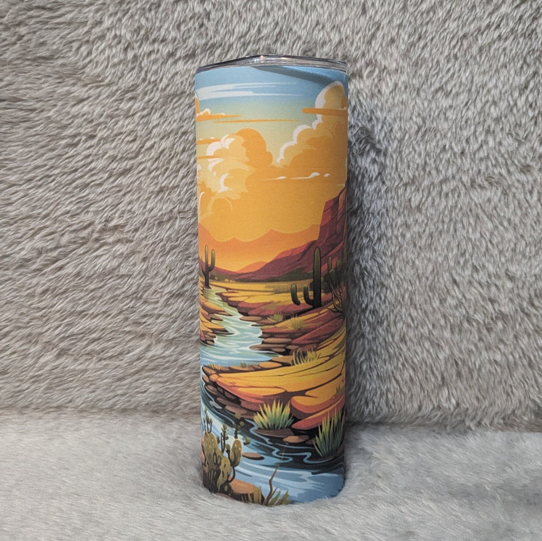 Desert Tumbler 20oz With Reusable Straw, Can Be Personalized