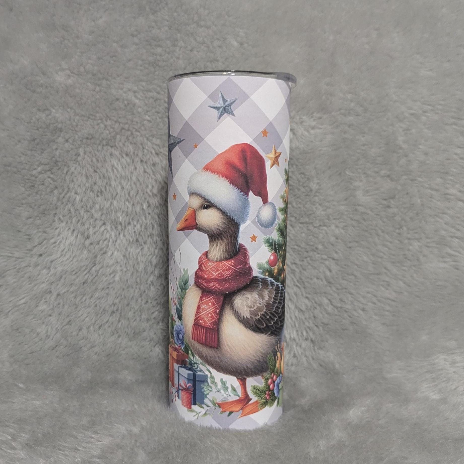 Christmas Goose Tumbler 20oz With Reusable Straw, Can Be Personalized